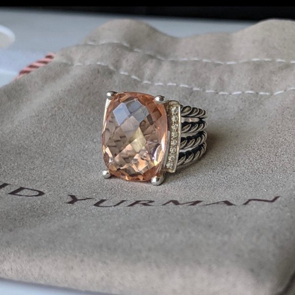David Yurman Wheaton Morganite & Diamond Ring - Picture 8 of 14